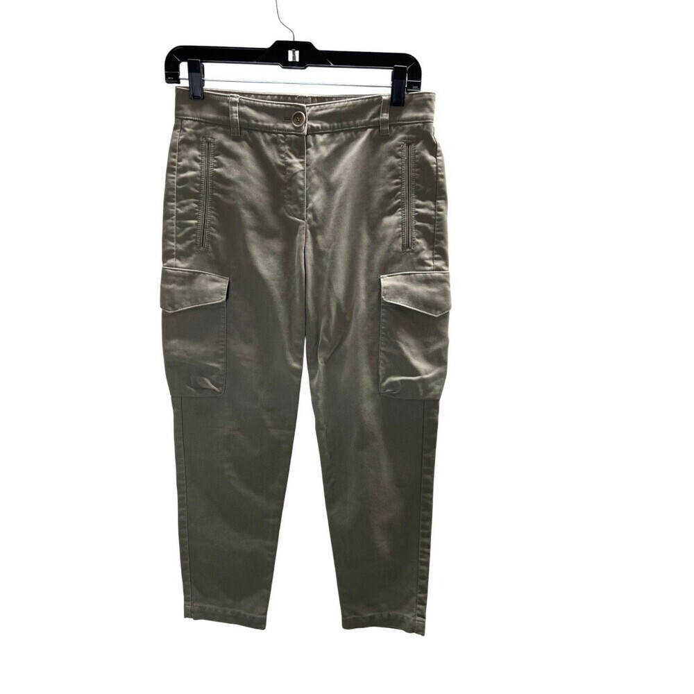 Theory Pants Women's Size 0 Tan 100% Cotton Tapered Leg